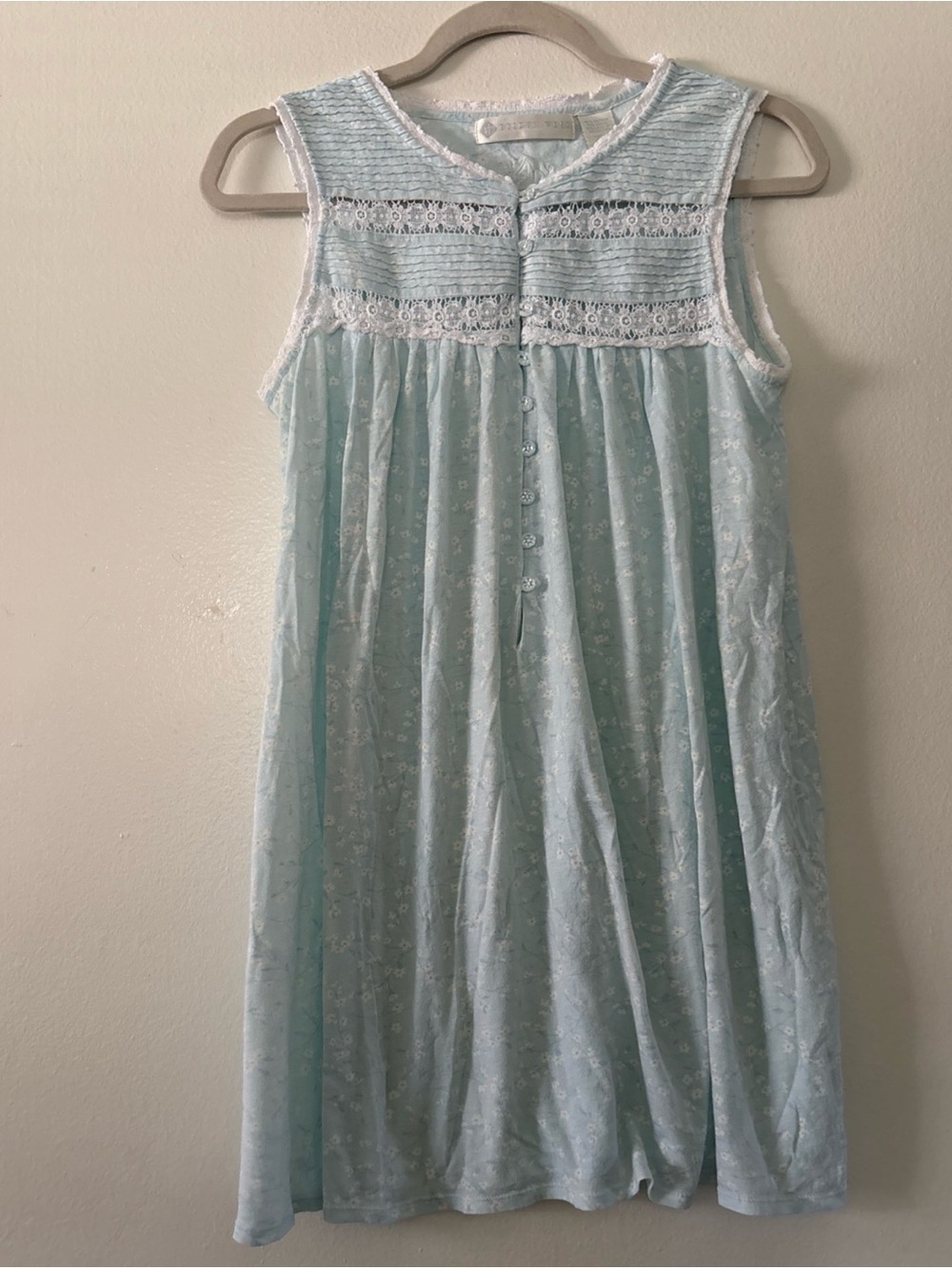 Eileen West Nightgown Size S Floral Cotton Blend Lace Sleeveless Short Gown